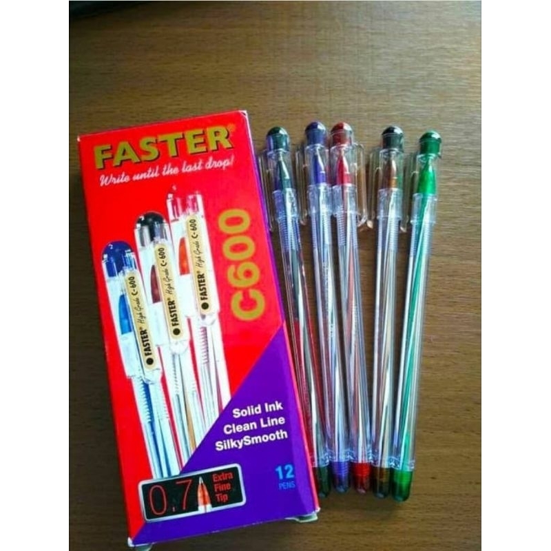 

YIN ( 12 buah ) Pulpen Pen Pena Ball Pen Ballpoint Bolpen Faster C600 Extra Fine Point 0.7 mm