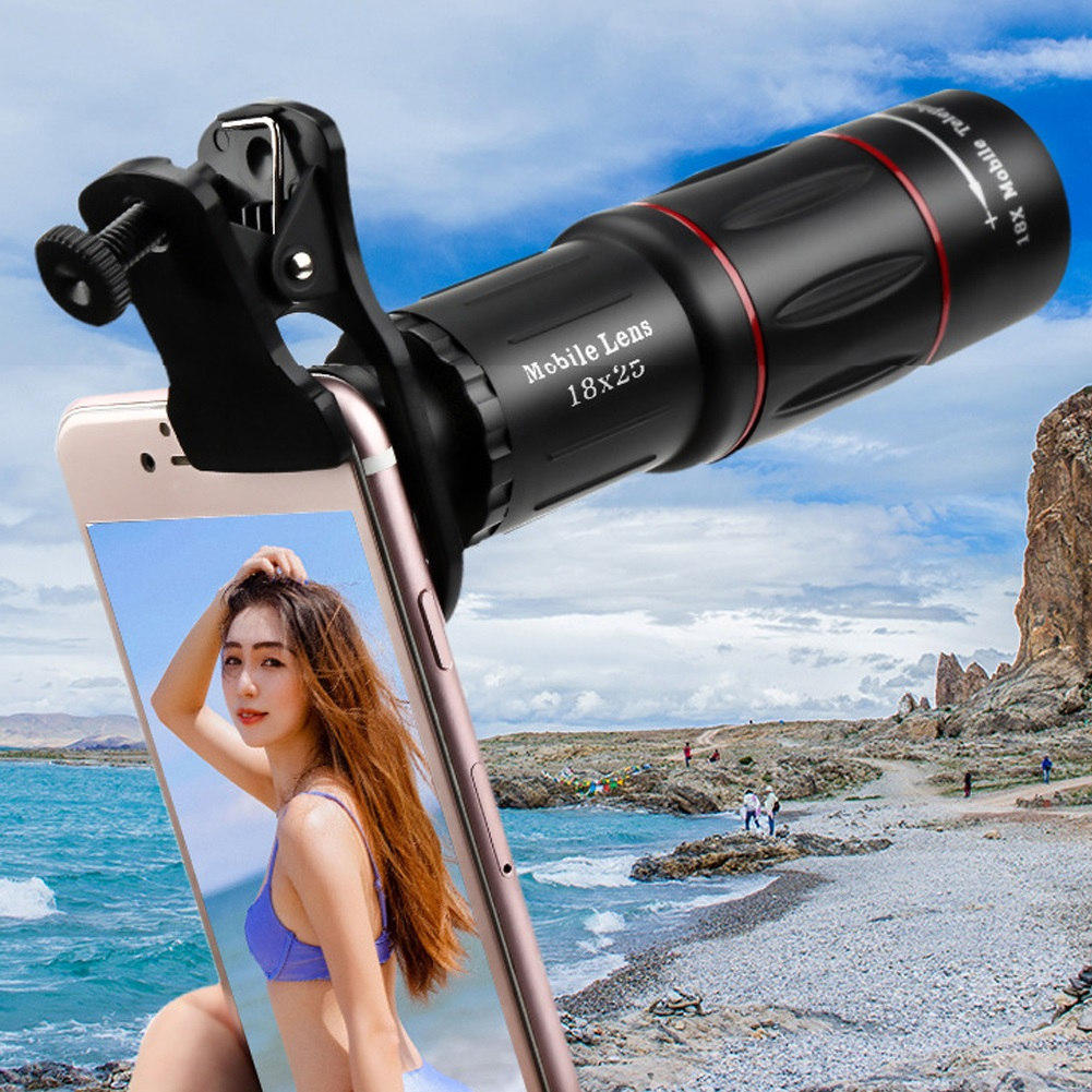 18X Ponsel Lensa Tele Zoom Optik Klip Universal Pada Konser Dengan Tripod HD