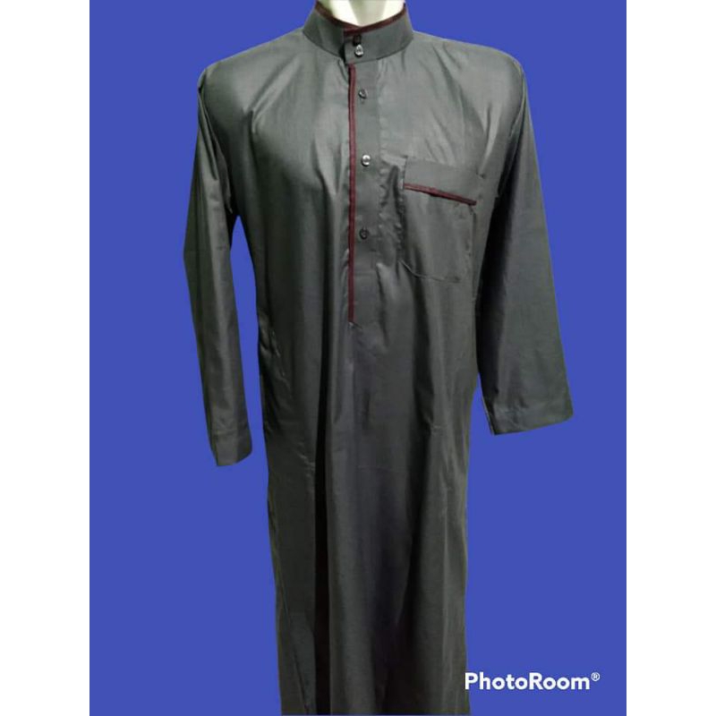 Gamis Jubah Saudi Mewah Warna Abu Tua