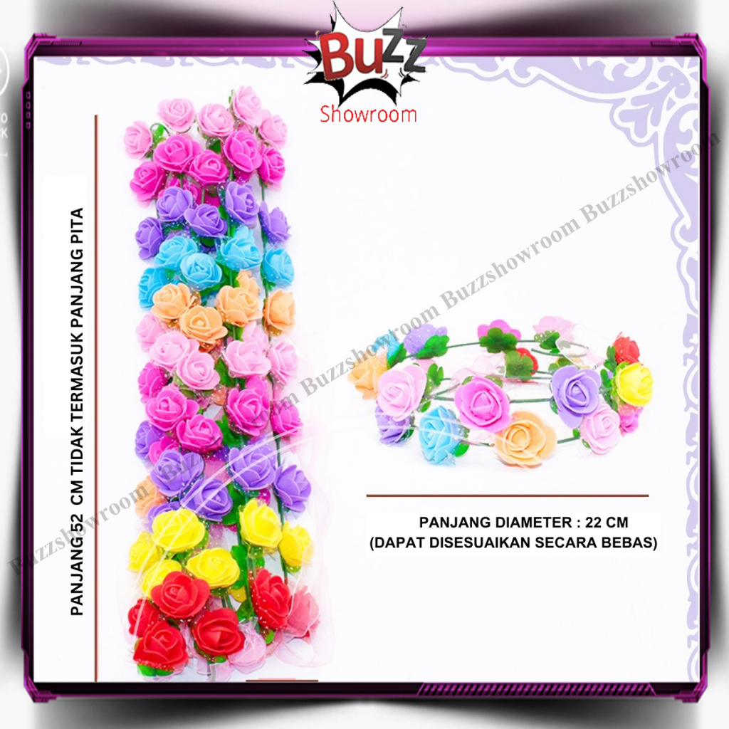 Flower Crown LED Bando Bunga Bandana Lampu Mahkota