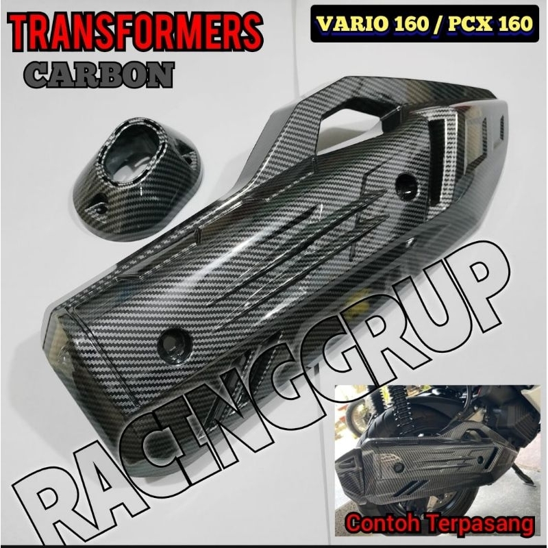 Cover Knalpot Vario 160 Carbon Tutup Knalpot Vario 160 Pelindung Knalpot Carbon Vario 160