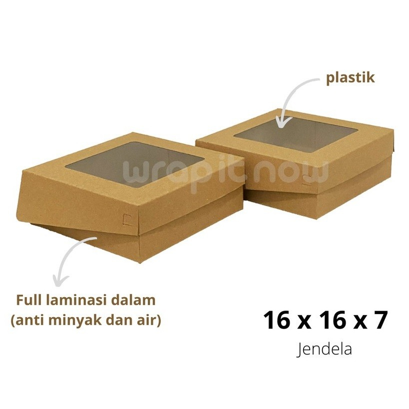 

10 pcs CATERING BOX KRAFT MIKA 16X16X7 CM LAMINASI 365 GSM
