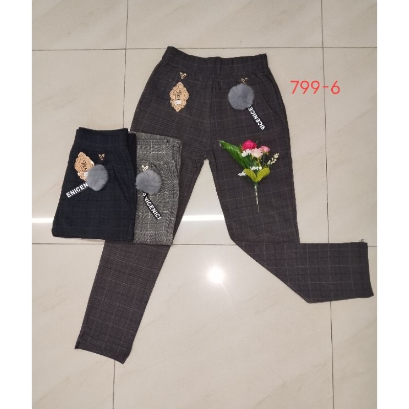 Celana Panjang Wanita, celana motif kotak kotak ,celana import