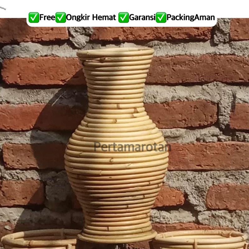 VAS BUNGA ROTAN 30 CM/VAS BUNGA MEJA DAN HIASAN/GUCI ROTAN