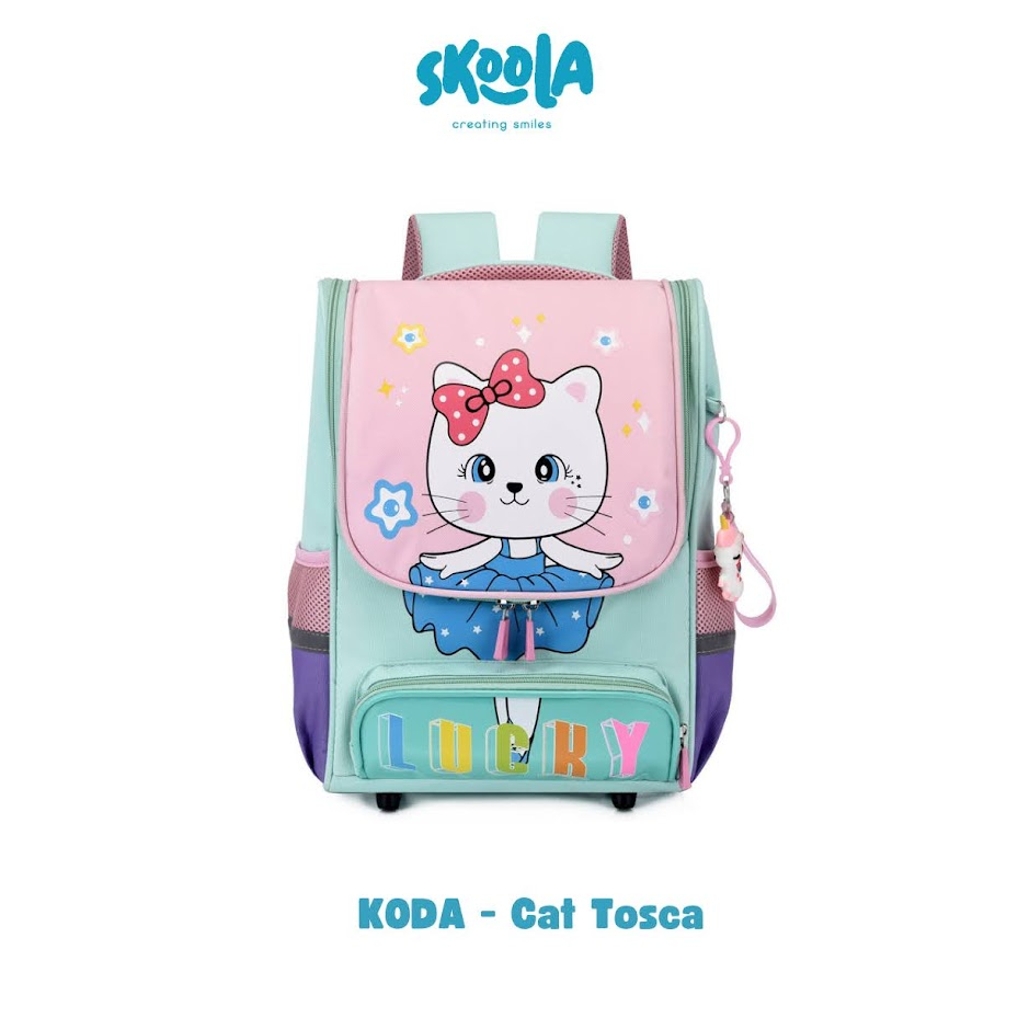 Skoola Tas Sekolah Anak Perempuan SD Ransel Kucing Cat Free Keychain - Koda