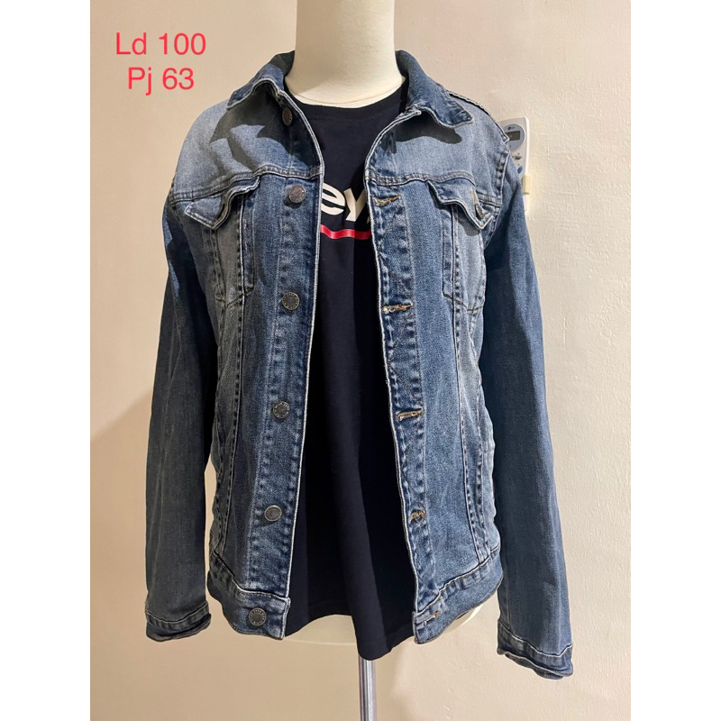 Zara man denim wear jaket jeans pria branded