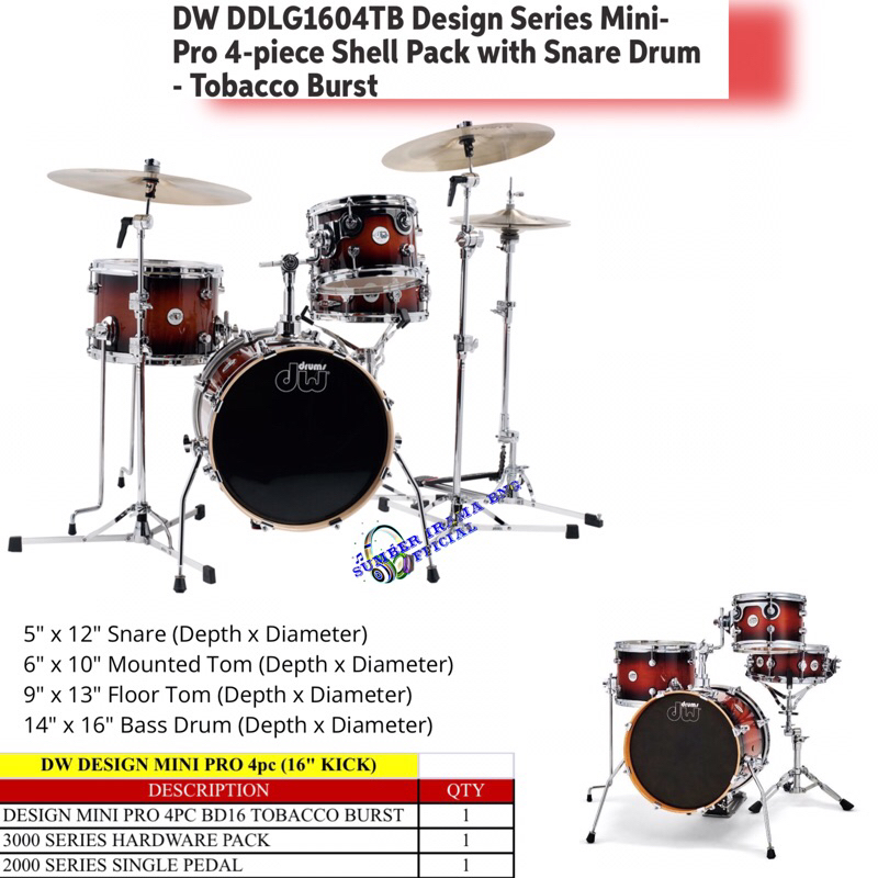 DW DESIGN SERIES MINI PRO DRUM SET 4pcs 16" KICK - DRUM DW DRUM MINI