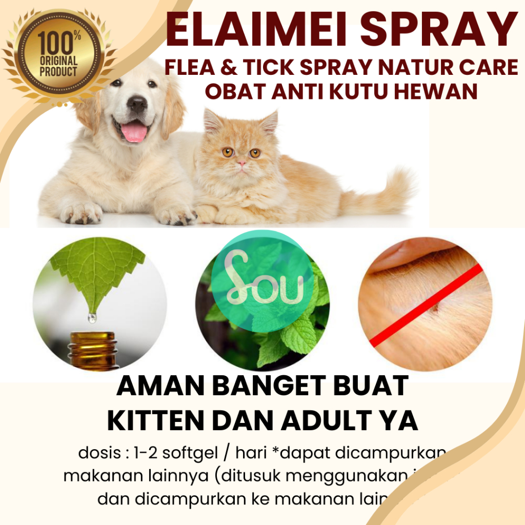 Obat Kutu Kucing Anjing Semprot Spray Ampuh Herbal Aman Terjilat