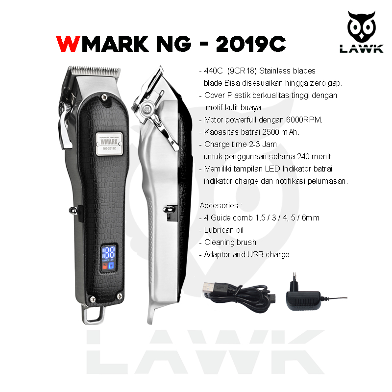 WMARK NG-2019C Hair clipper Professional Electric Rechargeable Hair Clipper Wmark NG-2019C mesin cuj