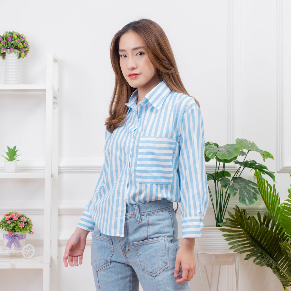 IL - VENYA OVERSIZE STRIPE SHIRT / ATASAN KEMEJA WANITA SALUR