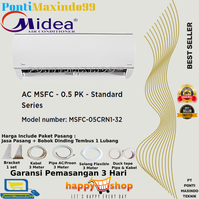 AC SPLIT LOW WATT MIDEA MSAF-05CRN2X - 1/2 PK PLUS PASANG