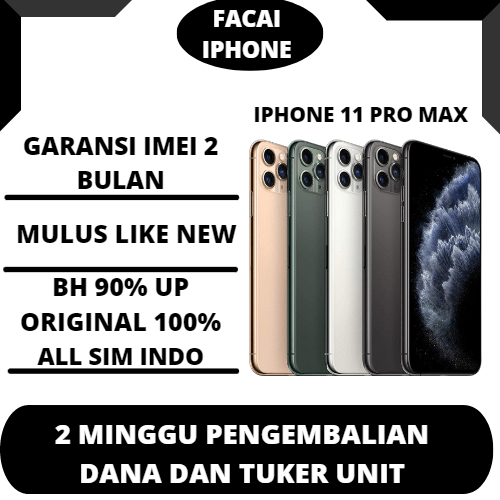 iPhone 11 Pro Max 64GB/256GB/BH:90%atas BEKAS/SECOND/ORIGINAL/LIKE NEW 99%