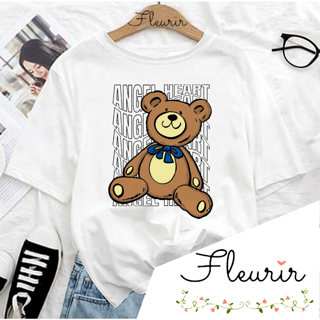 FLEURIR - COD KAOS WANITA ANGEL HEART PRIA REMAJA DEWASA UNISEX TSHIRT JUMBO OOTD LENGAN PENDEK OVERSIZE