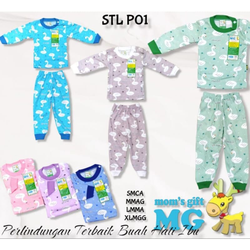 MOM'S GIFT Setalan Panjang Bayi Motif Full Print Uk S, M, L, XL, SNI