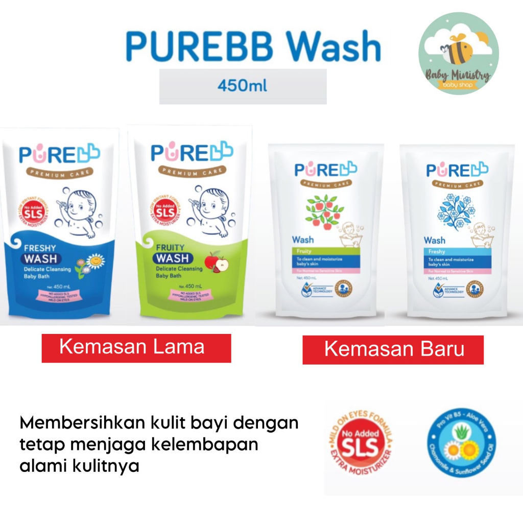 PURE BABY WASH REFILL 450ML / SABUN MANDI BAYI / hypoallergenic / anti alergi / no sls / kulit sensitif / sabun mandi anak