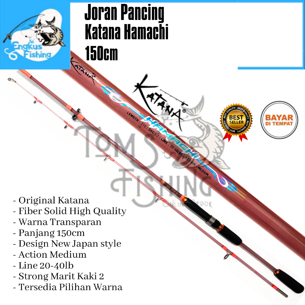 Joran Pancing Katana Hamachi 150cm Transparan Fiber Solid (Marit Kaki 2) Lentur Murah - Engkus Fishing