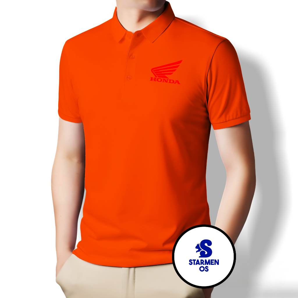 Kaos Wangki Polo T-Shirt Pria Kerah Polos Logo HONDA MERAH  20 WARNA ) Part 2