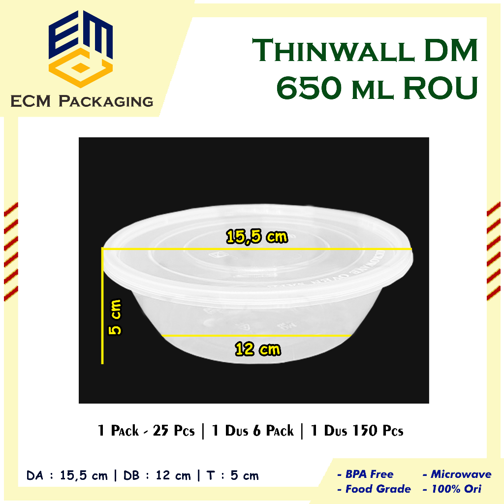 Thinwall DM 650ml ROU Food Container