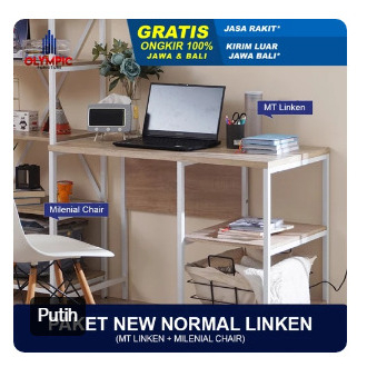 MT Linken / Meja Kerja / Belajar + Milenial - Putih (CARGO)