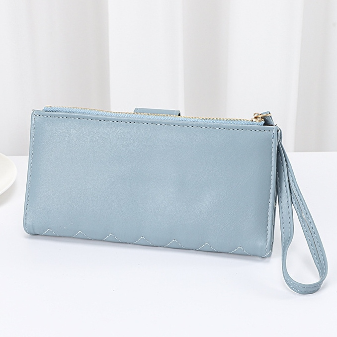 DOMPET LIPAT PANJANG WANITA PREMIUM KULIT BIRU CHARLEMA WA737B2 IMPORT KOREA KEKINAN LUCU SLOT KARTU RESLETING KOIN REMAJA SIMPLE BRANDED FASHION CEWEK MURAH TERBARU