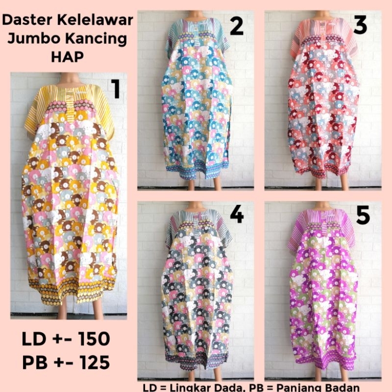 Daster Kelelawar Lowo Jumbo Kancing Hap Ld 150 Busui Friendly TDBR + BGDD