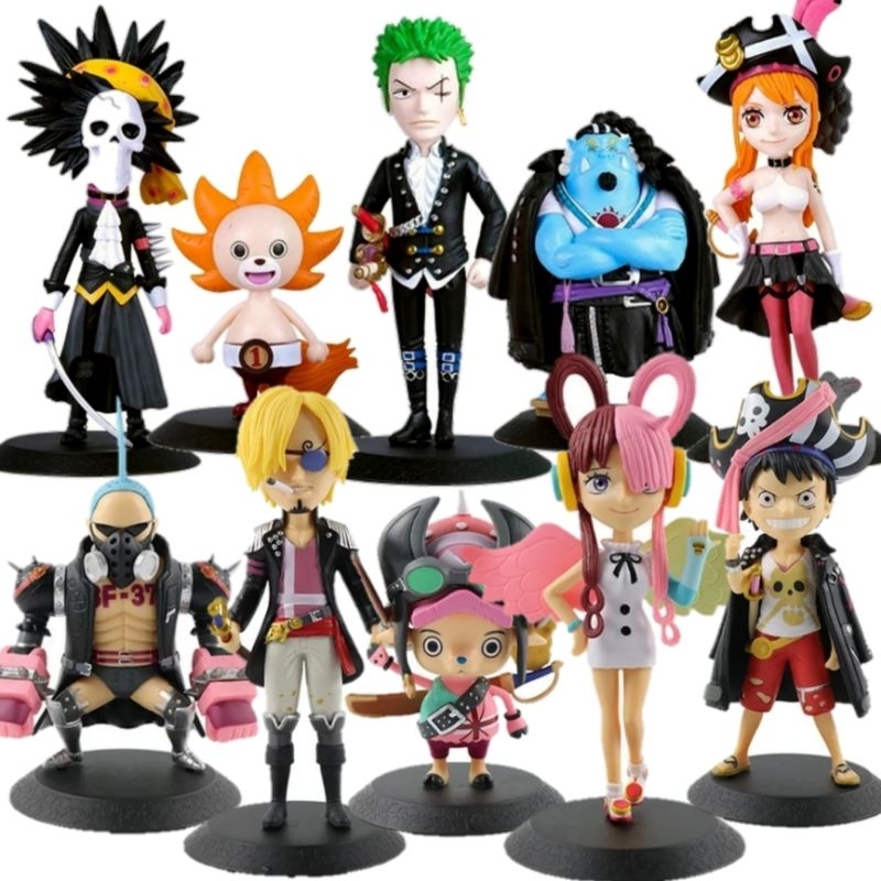 Action Figure ONE PIECE RED Q VER miniatur pajangan Monkey D Luffy Uta Sanji One Piece