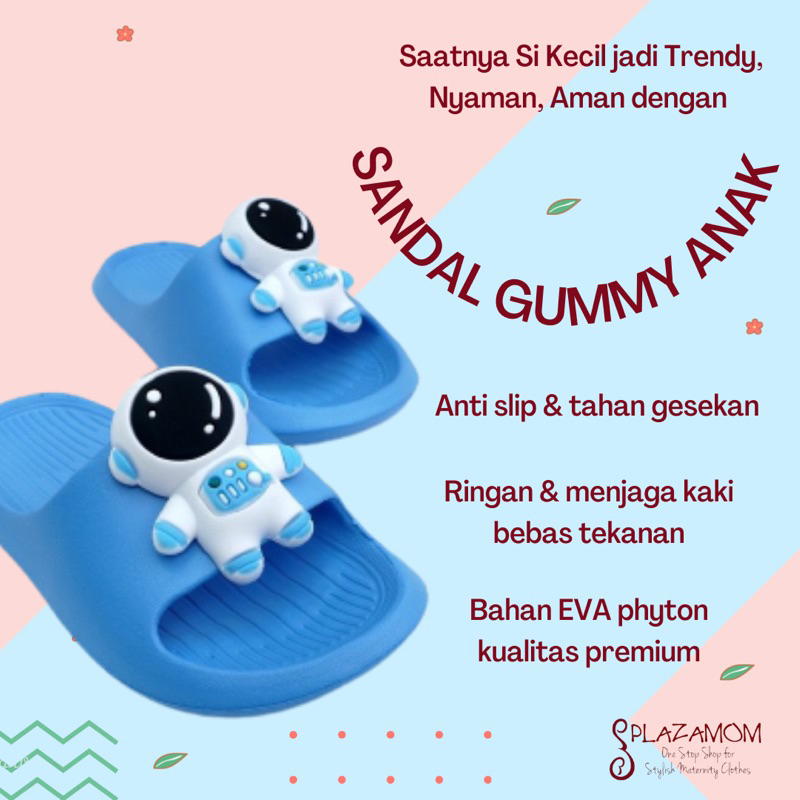 Sandal EVA karet ANAK Gummy Jibbitz stiker mainan boneka Laki Perempuan Unisex Sendal Selop Slippers Slip Strap  Empuk Ringan Anti slip Kualitas Premium Nyaman Bisa untuk outdoor indoor trendy stylish