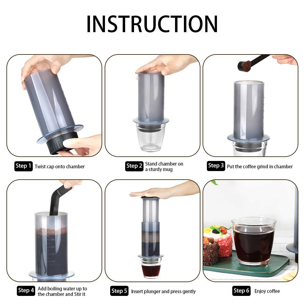 Set Alat Pembuat Kopi French Press Coffee Maker 300ml Peralatan Pembuat Kopi Desain Portable Material Berkualitas