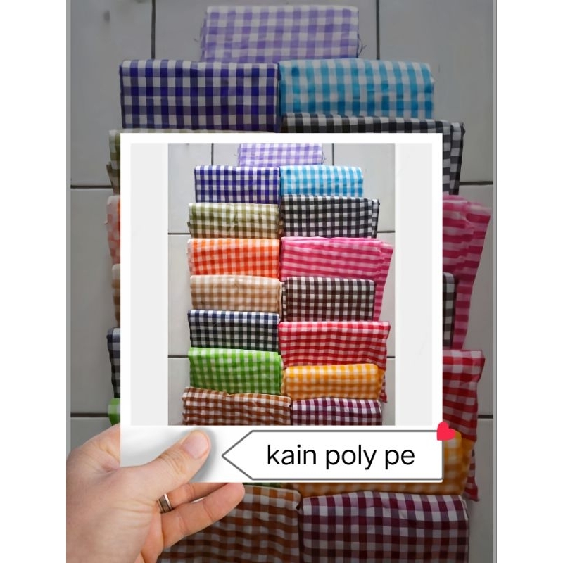 harga per meter Kain poly pe motif kotak kecil poli pe polyester bahan gamis puring jaket celana baj