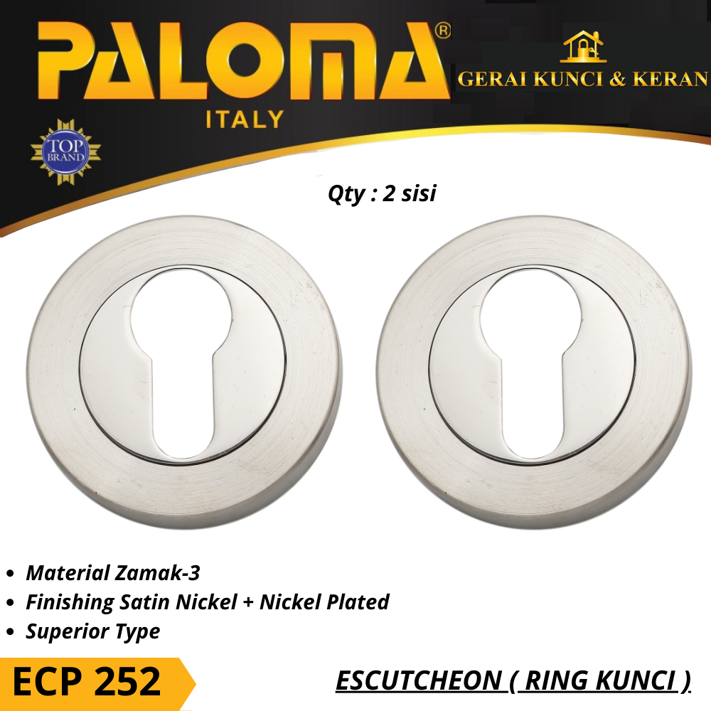 PALOMA ECP 252 ESCUTCHEON RING LUBANG KUNCI SUPERIOR SN+NP TUTUP LUBANG CYLINDER KUNCI