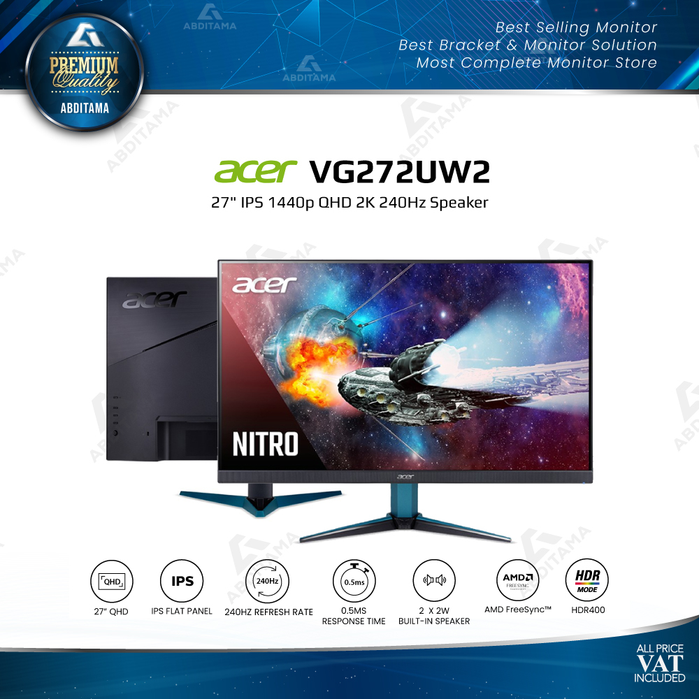 Monitor LED ACER NITRO VG272UW2 27&quot; IPS 1440p QHD 2K 240Hz Speaker
