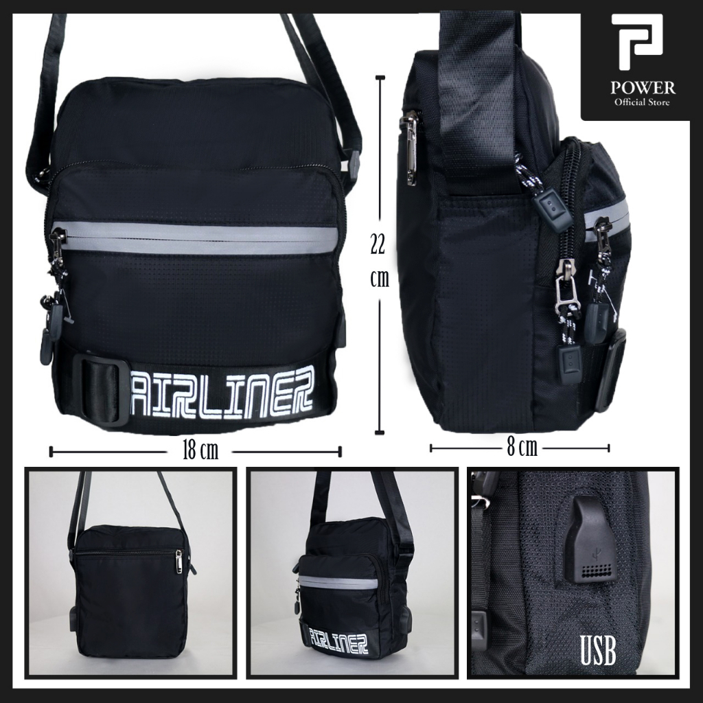 Tas Selempang Pria AIRLINER Sling bag USB Portable Import Tas ABG Pria Waterproof Tas Pria Anti Air