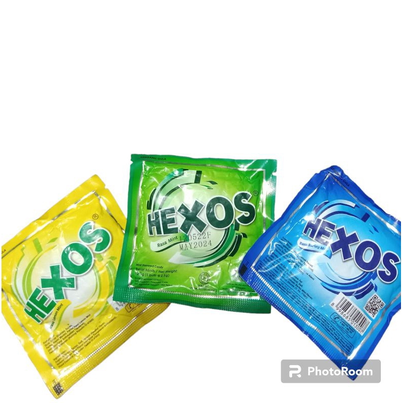 

permen hexos isi 5 butir 3 sachet.