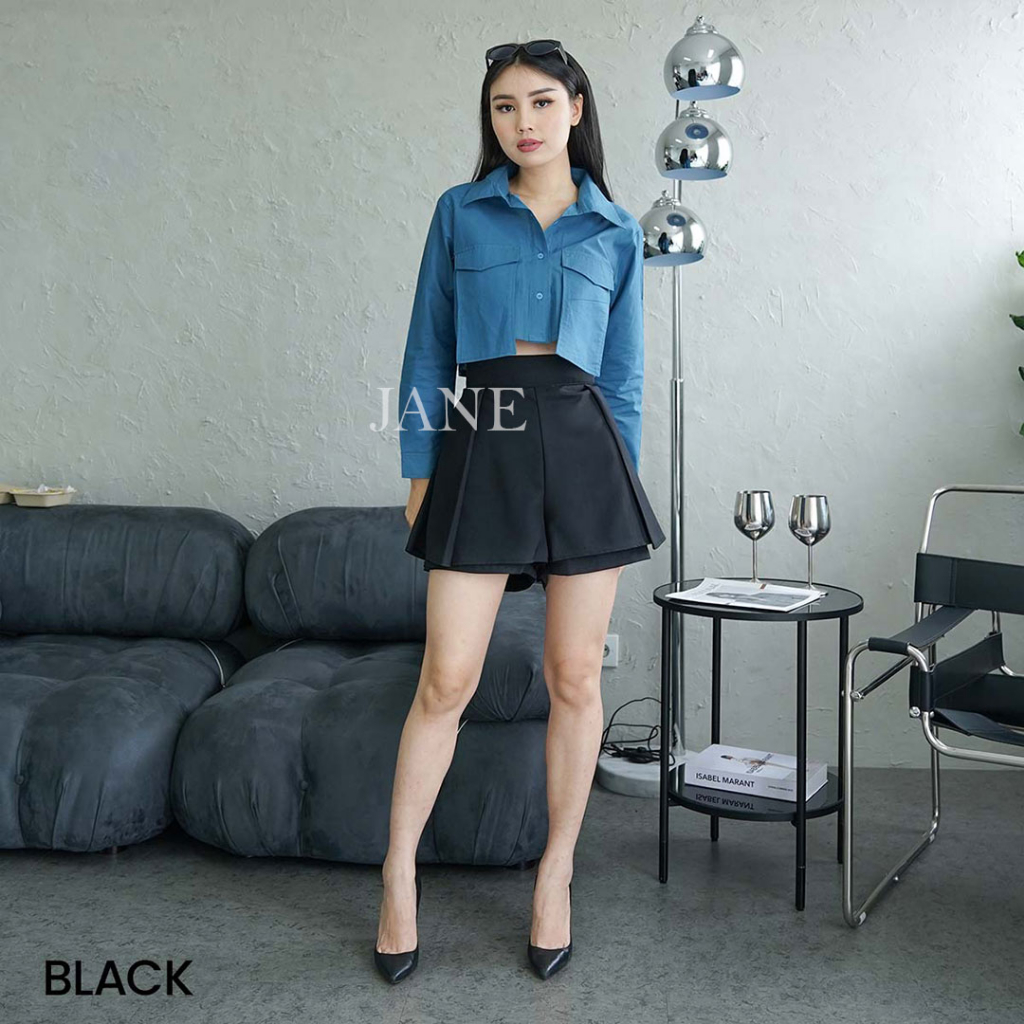 JANE COLLECTION || Basic Short Celana Pendek Hotpants Polos Putih Hitam Choco Grey Cream Celana Rok Casual Skort Berlin