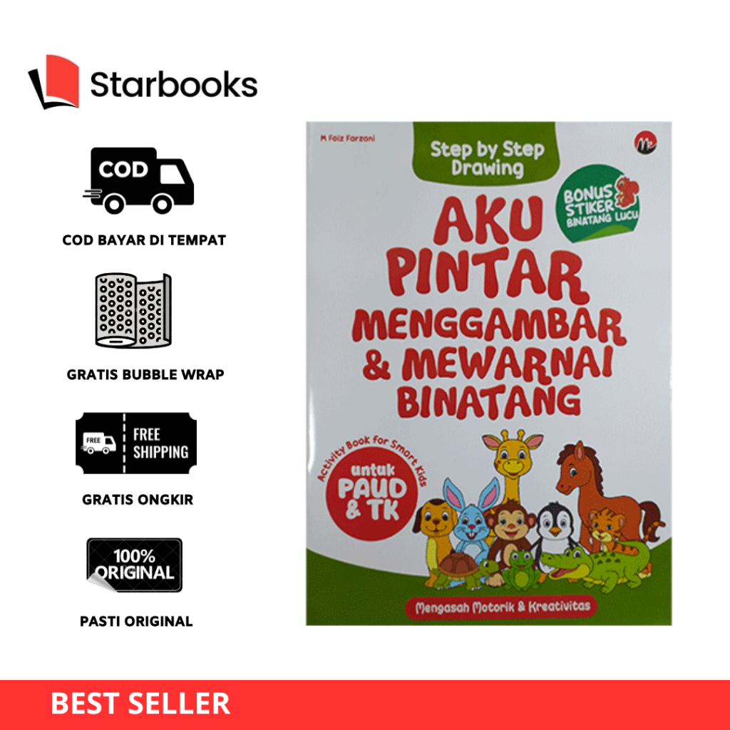BUKU AKTIVITAS ANAK MEWARNAI ANAK AKU PINTAR MENGGAMBAR & MEWARNAI BINATANG