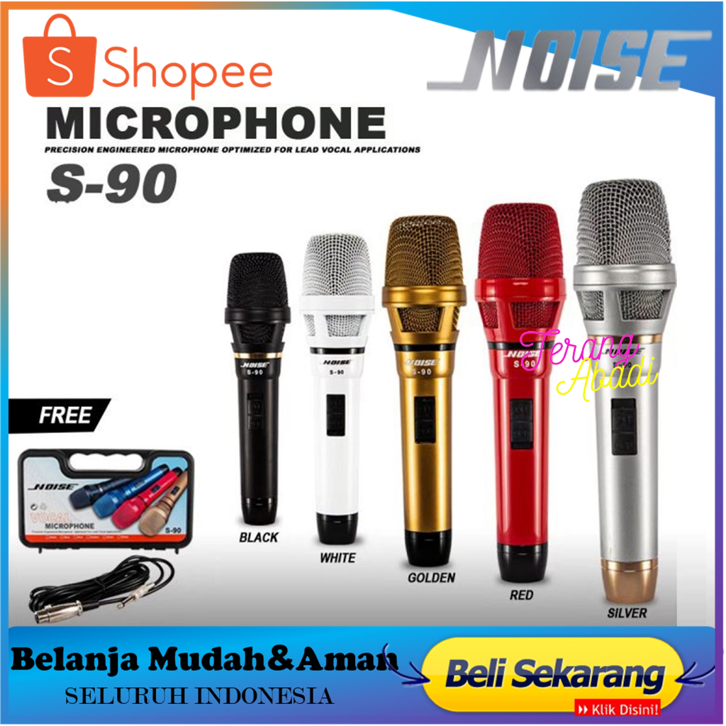 Microphone NOISE S-90 Mic Plus Koper Microphone Kabel Kabel Karaoke Suara Empuk MIC NOISE S90 ,MIC N