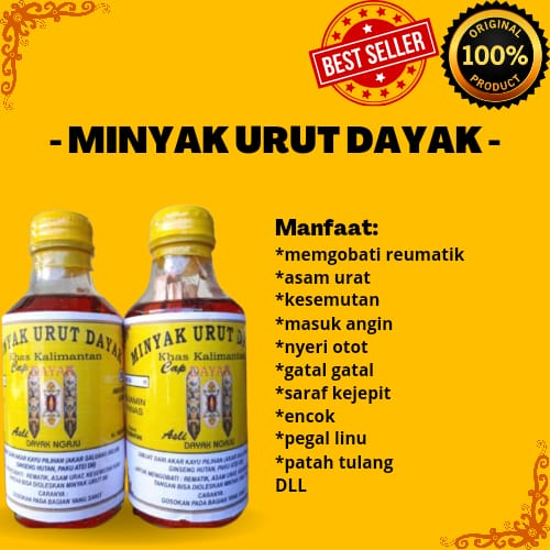 

MINYAK URUT DAYAK ORIGINAL 100% - Membantu Mengobati Penyakit Stroke salah urat sakit pinggang reumatik keseleo pegal2 dll/ASLI MINYAK URUT DAYAK/
