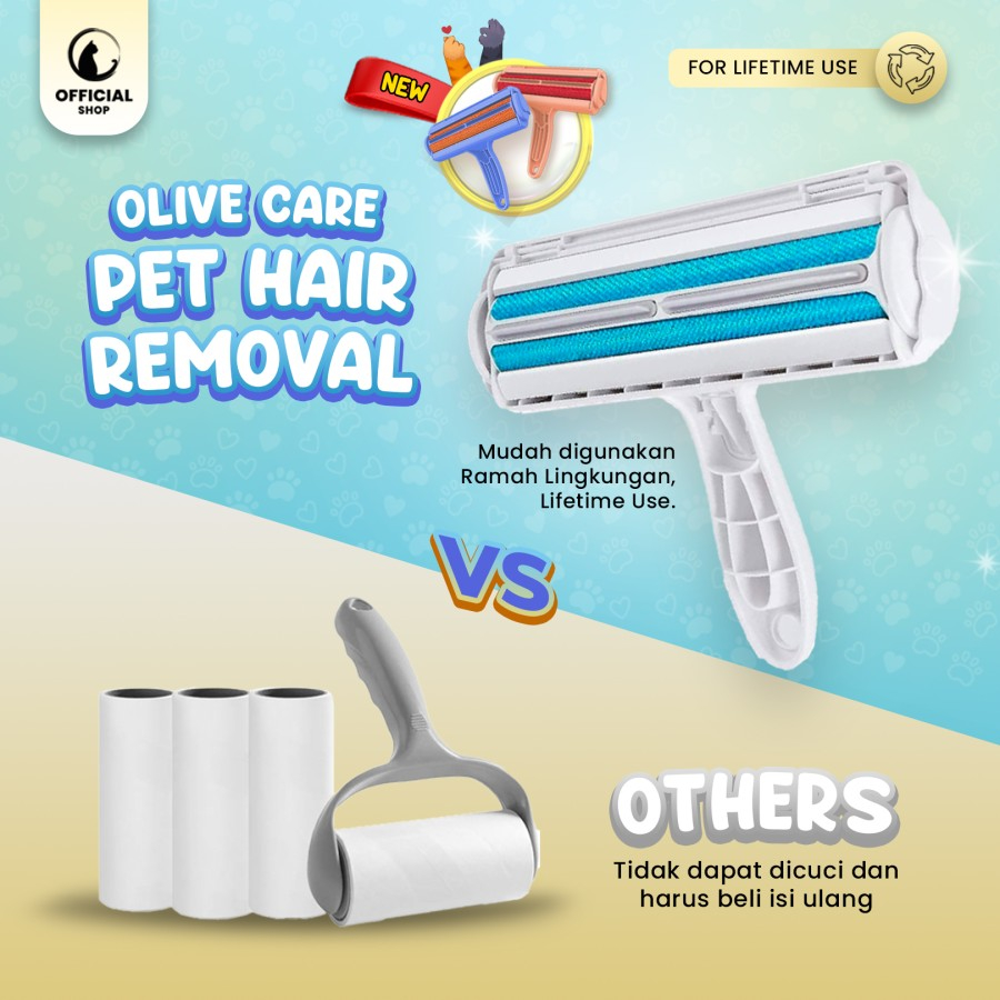 Olive Care Pembersih Bulu Kucing / Anjing PET HAIR REMOVAL Cat and Dog Lint Roller Cleaning Tool