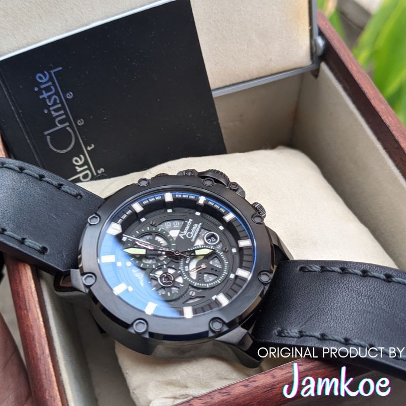 Jam Tangan Pria Alexandre Christie Type 6564 MC Original Second Bekas Scond Hitam Strap Tali Kulit K