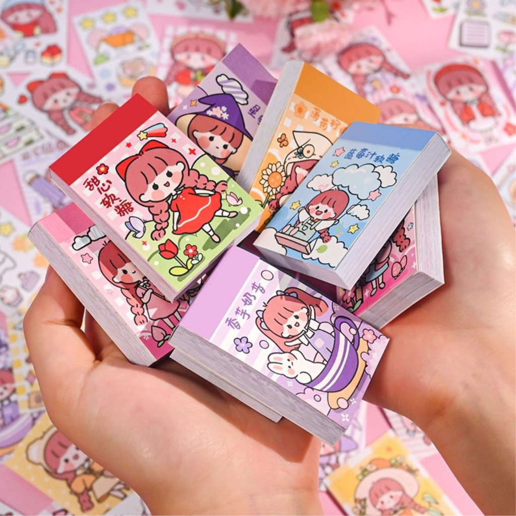 

(24 Lembar) Stiker Buku Momo Kecil Mini / Sticker Note Washi Karakter Manga Anak Kecil