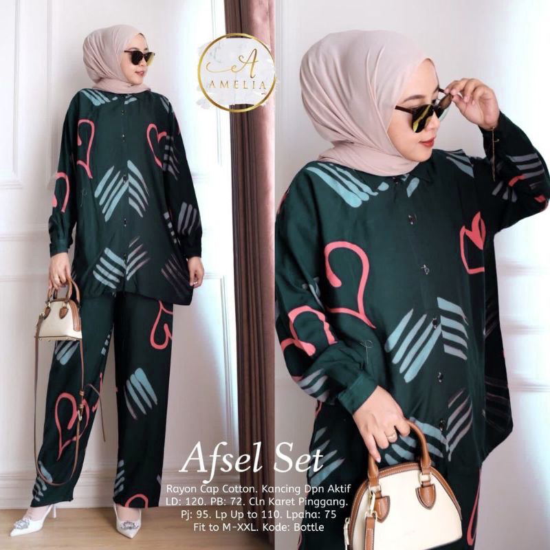 Setelan Rayon Adem Premium Kancing Depan Oneset Kerah Lengan Panjang Setelan Jumbo Wanita Terbaru