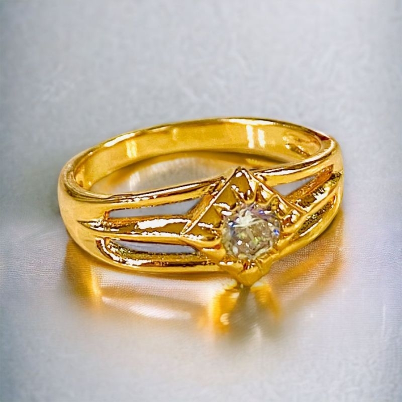 cincin permata satu//cincin perhiasan lapis emas//cincin