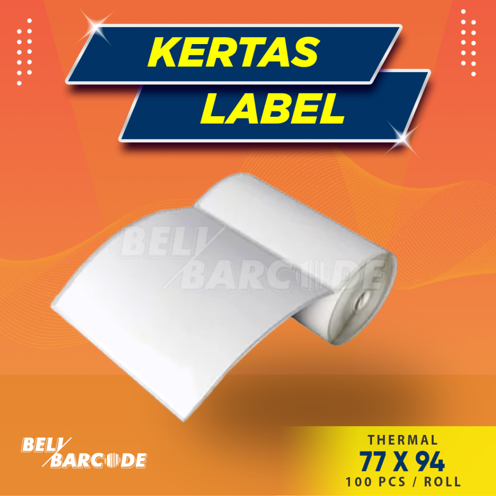 STIKER LABEL BARCODE THERMAL 77 X 94 - 77mm X 94mm CORE KECIL 100pcs