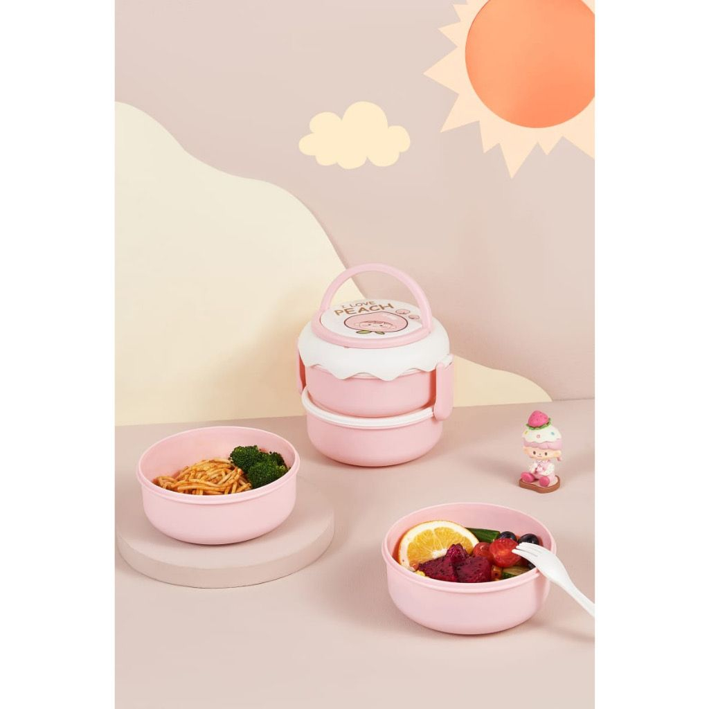 [JUALLARIS.ID]KOTAK MAKAN SEKAT 2 DENGAN SET SENDOK GARPU SUMPIT / LUNCHBOX WITH SENDOK GARPU SUMPIT / IMPORT