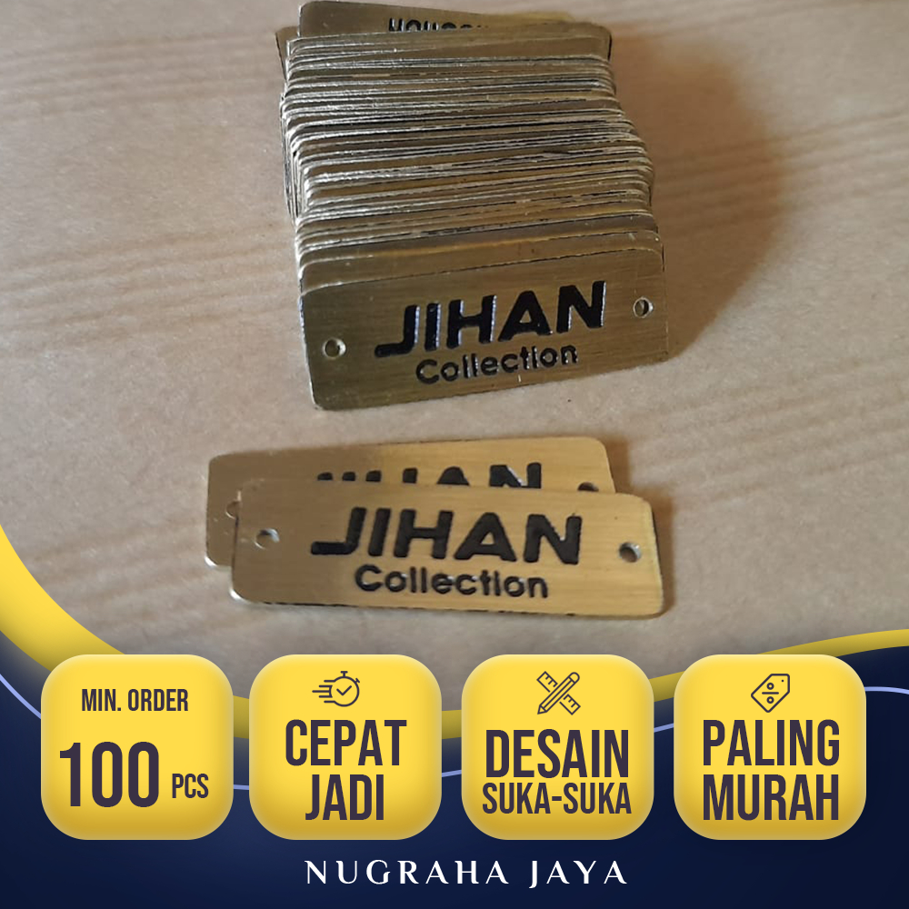 Label Tas Custom Bahan Plat Besi Kuningan Dan Stainless Steel Untuk Berbagai Bentuk Dan Ukuran