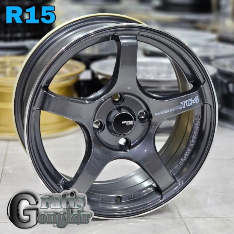 velg mobil advan TC-4 ring 15 lebar 6,5 pcd 4x100 velg racing r15