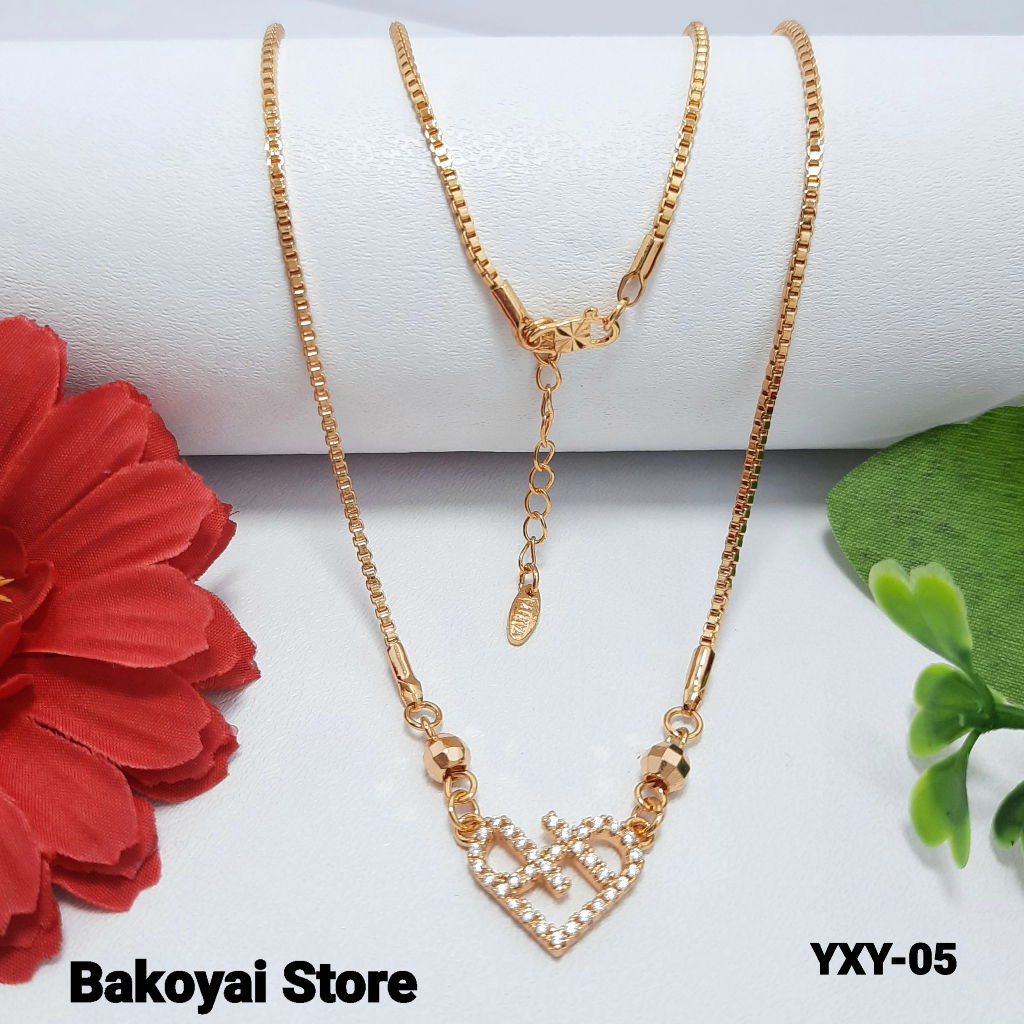 AJ-05 Kalung Rantai Itali Gold Liontin Love Kalung Koye Kekinian Kalung Wanita Lapis Emas