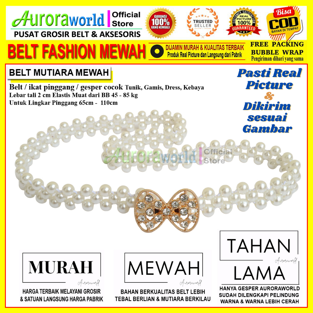 Auroraworld Gesper wanita belt ikat pinggang elastis terbaru