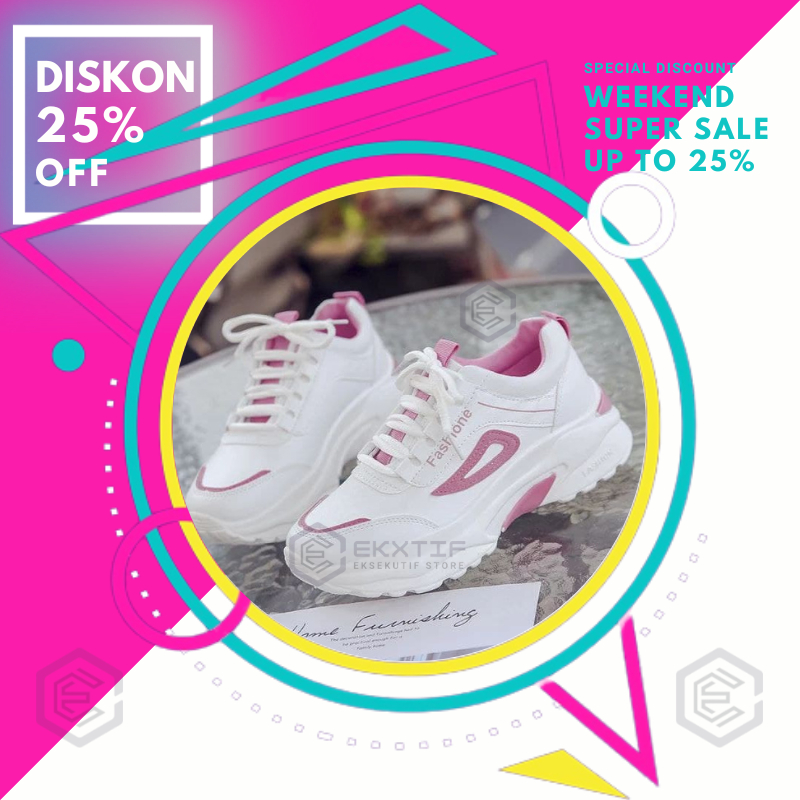 Sepatu Sneaker Wanita Import Korea Terbaru Casual Fashion Sport