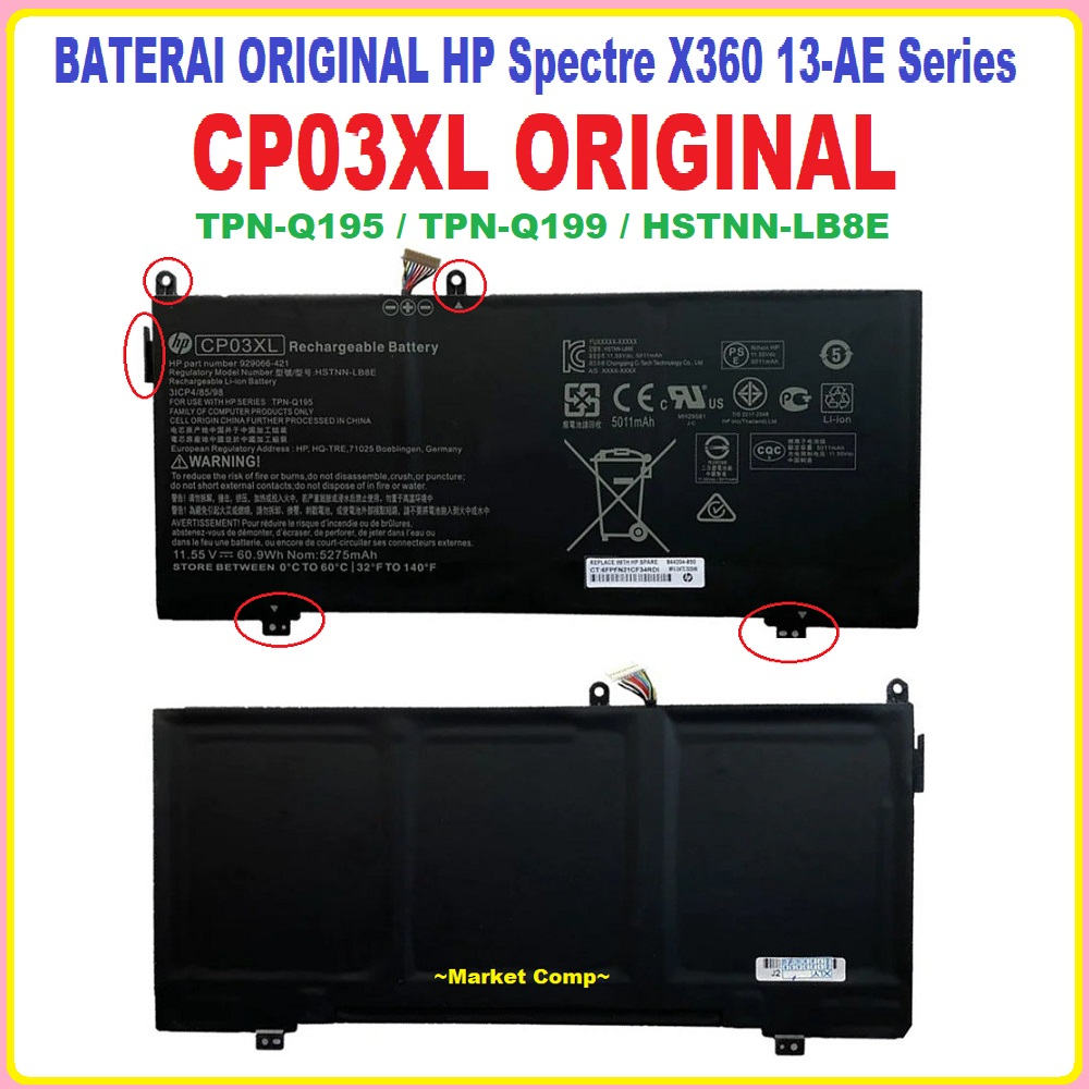 CP03XL Battery Original Baterai HP CP03XL Original Baterai Laptop Notebook HP Spectre X360 13 AE 13A